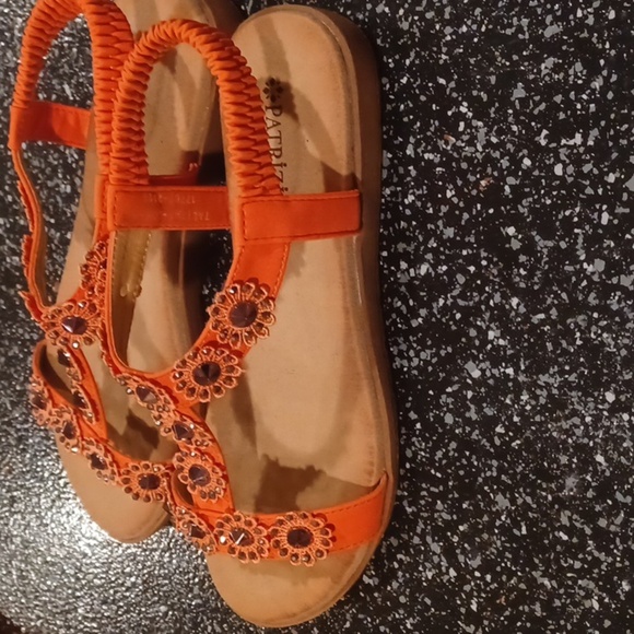 Nwt PATRIZIA Spring Step Talitha Coral Rhinestone Boho Slip On Sandals Soldout - Picture 2 of 5